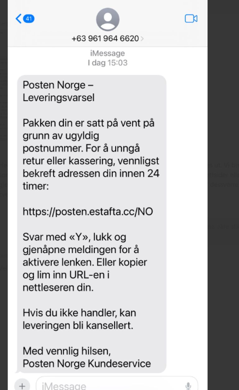Bildet viser et svindelforsøk