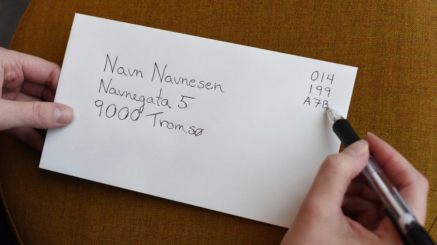 Brev med kode for digitalt frimerke